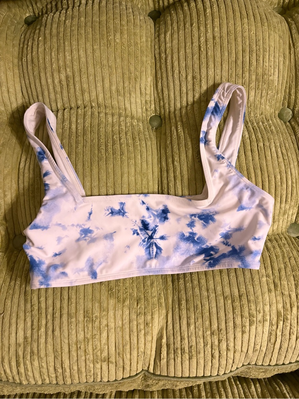 Forever 21 White and Blue Tie-Dye Bikini Top